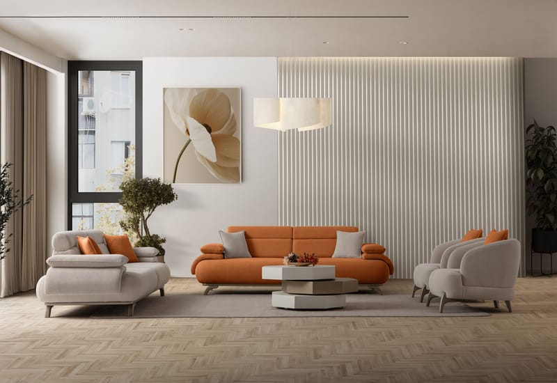 3-seters sofa Atelier Del Sofa Bonjo Silver (246 x 81 x 97 cm) Tile Red - Teglsteinrød - Møbler - Sofaer - Sofa 3 seter