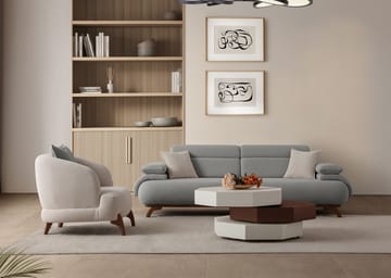 3-seters sofa Atelier Del Sofa Bonjo Walnut (246 x 81 x 97 cm) Grå - Grå - Møbler - Sofaer - Sofa 3 seter