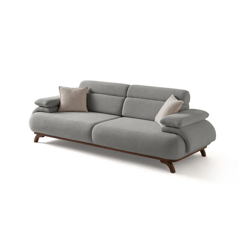 3-seters sofa Atelier Del Sofa Bonjo Walnut (246 x 81 x 97 cm) Grå, Grå
