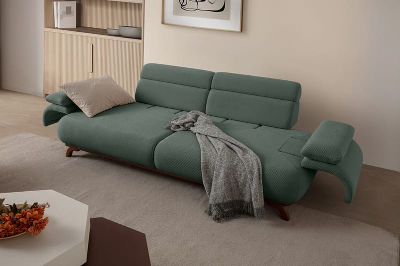 3-seters sofa Atelier Del Sofa Bonjo Walnut (246 x 81 x 97 cm) Grønn - Grønn - Møbler - Sofaer - Sofa 3 seter