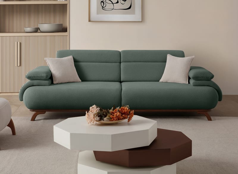 3-seters sofa Atelier Del Sofa Bonjo Walnut (246 x 81 x 97 cm) Grønn - Grønn - Møbler - Sofaer - Sofa 3 seter
