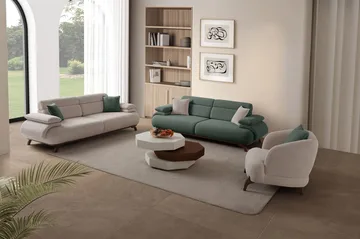 3-seters sofa Atelier Del Sofa Bonjo Walnut (246 x 81 x 97 cm) Grønn - Grønn - Møbler - Sofaer - Sofa 3 seter
