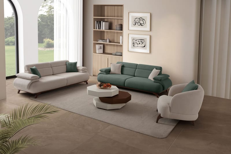 3-seters sofa Atelier Del Sofa Bonjo Walnut (246 x 81 x 97 cm) Grønn - Grønn - Møbler - Sofaer - Sofa 3 seter