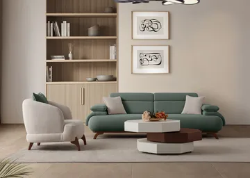 3-seters sofa Atelier Del Sofa Bonjo Walnut (246 x 81 x 97 cm) Grønn - Grønn - Møbler - Sofaer - Sofa 3 seter