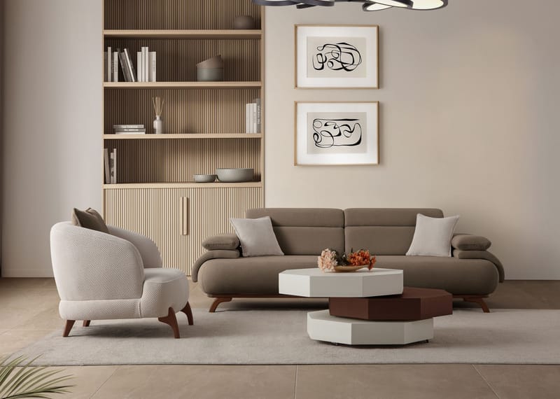 3-seters sofa Atelier Del Sofa Bonjo Walnut (246 x 81 x 97 cm) Jord - Jord - Møbler - Sofaer - Sofa 3 seter