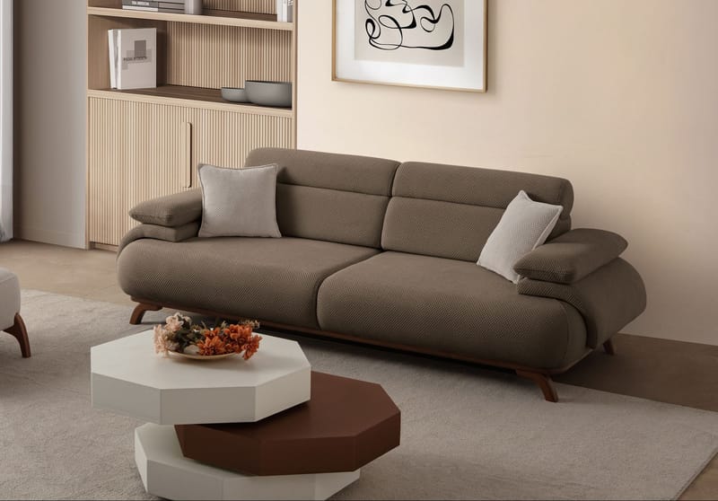3-seters sofa Atelier Del Sofa Bonjo Walnut (246 x 81 x 97 cm) Jord - Jord - Møbler - Sofaer - Sofa 3 seter
