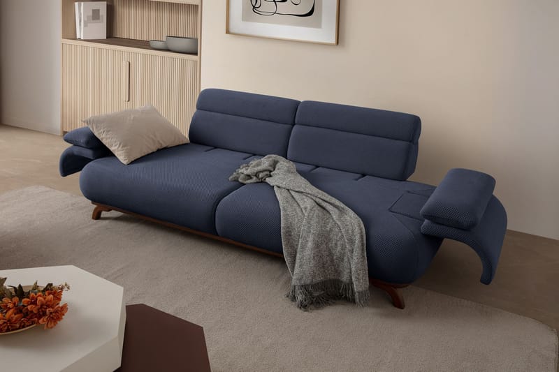 3-seters sofa Atelier Del Sofa Bonjo Walnut (246 x 81 x 97 cm) Navy Blue - Marineblå - Møbler - Sofaer - Sofa 3 seter
