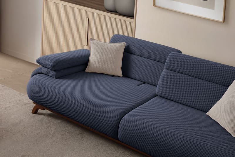 3-seters sofa Atelier Del Sofa Bonjo Walnut (246 x 81 x 97 cm) Navy Blue - Marineblå - Møbler - Sofaer - Sofa 3 seter