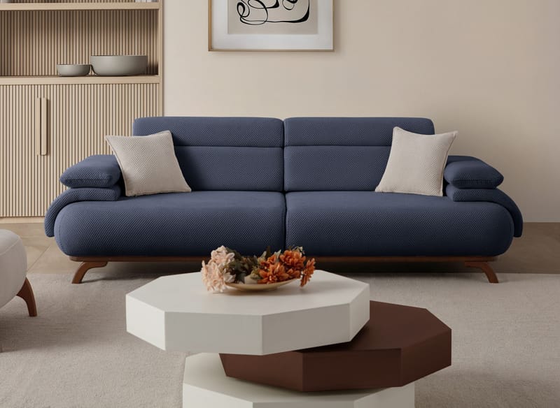 3-seters sofa Atelier Del Sofa Bonjo Walnut (246 x 81 x 97 cm) Navy Blue - Marineblå - Møbler - Sofaer - Sofa 3 seter