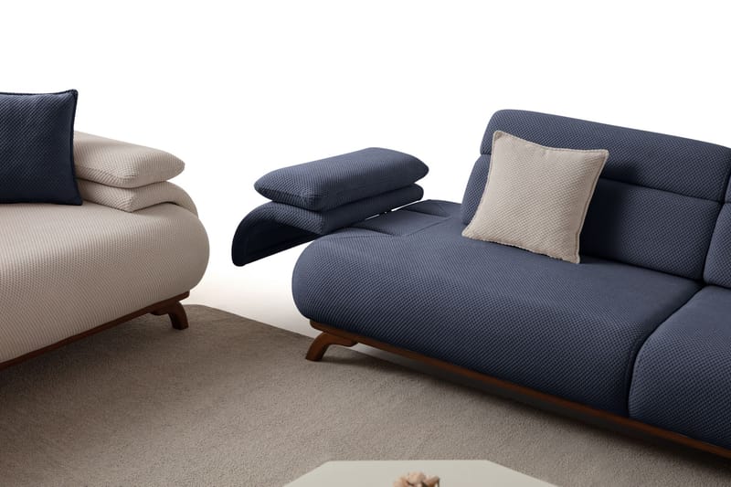 3-seters sofa Atelier Del Sofa Bonjo Walnut (246 x 81 x 97 cm) Navy Blue - Marineblå - Møbler - Sofaer - Sofa 3 seter
