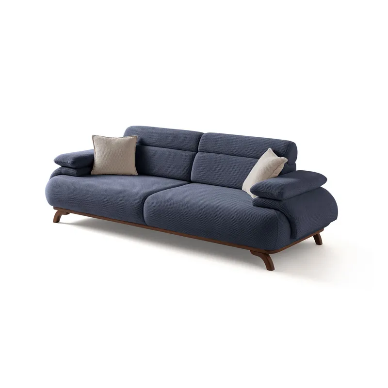 3-seters sofa Atelier Del Sofa Bonjo Walnut (246 x 81 x 97 cm) Navy Blue, Marineblå