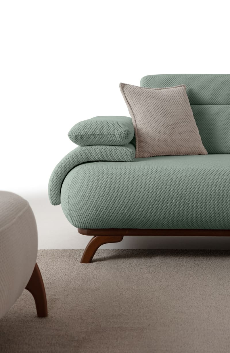 3-seters sofa Atelier Del Sofa Bonjo Walnut (246 x 81 x 97 cm) Sea Green - Sjøgrønn - Møbler - Sofaer - Sofa 3 seter