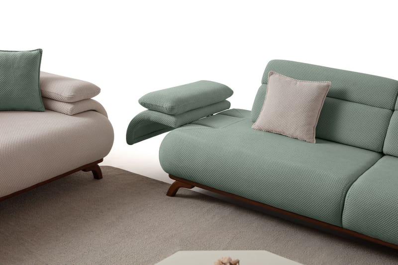 3-seters sofa Atelier Del Sofa Bonjo Walnut (246 x 81 x 97 cm) Sea Green - Sjøgrønn - Møbler - Sofaer - Sofa 3 seter