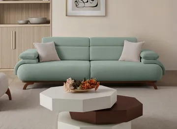 3-seters sofa Atelier Del Sofa Bonjo Walnut (246 x 81 x 97 cm) Sea Green - Sjøgrønn - Møbler - Sofaer - Sofa 3 seter