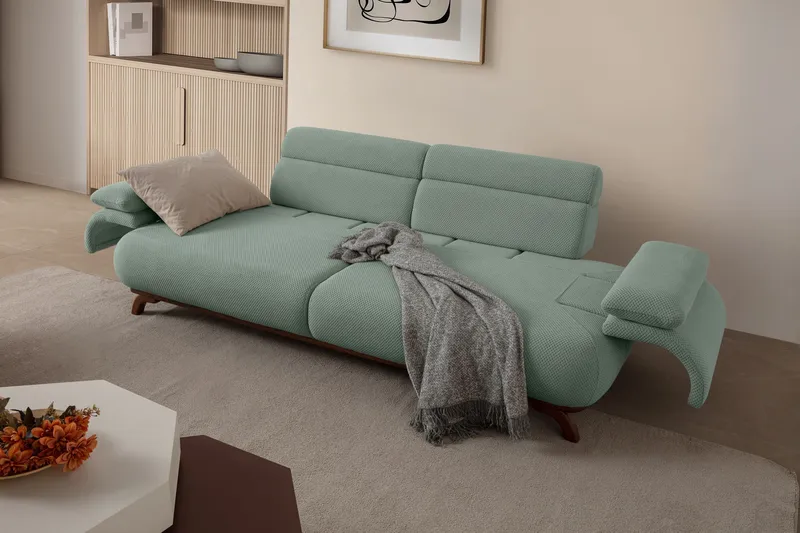 3-seters sofa Atelier Del Sofa Bonjo Walnut (246 x 81 x 97 cm) Sea Green - Sjøgrønn - Møbler - Sofaer - Sofa 3 seter