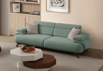 3-seters sofa Atelier Del Sofa Bonjo Walnut (246 x 81 x 97 cm) Sea Green - Sjøgrønn - Møbler - Sofaer - Sofa 3 seter