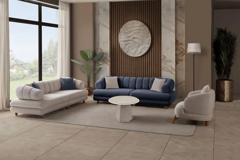 3-seters sofa Atelier Del Sofa Gloria (240 x 80 x 95 cm) Navy Blue - Navy Blue - Møbler - Sofaer - Sofa 3 seter