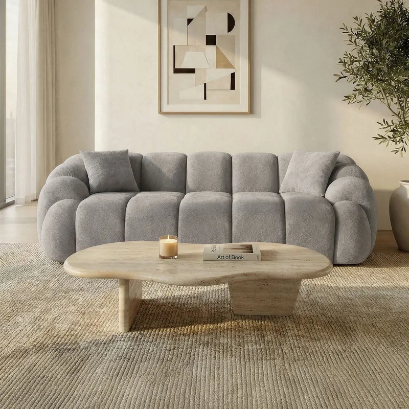 3-seters sofa Atelier Del Sofa Octavio (233 x 70 x 80 cm) Grå - Møbler - Sofaer - Sofa 3 seter