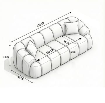 3-seters sofa Atelier Del Sofa Octavio (233 x 70 x 80 cm) Grå - Møbler - Sofaer - Sofa 3 seter