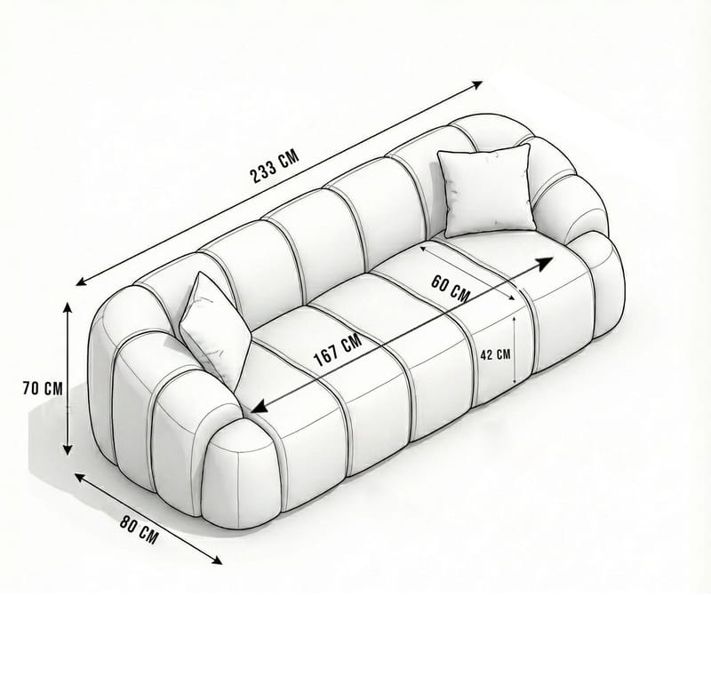 3-seters sofa Atelier Del Sofa Octavio (233 x 70 x 80 cm) Hvit - Møbler - Sofaer - Sofa 3 seter