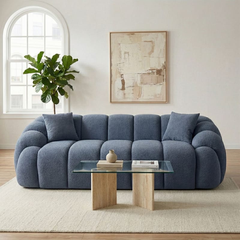 3-seters sofa Atelier Del Sofa Octavio (233 x 70 x 80 cm) Marineblå - Møbler - Sofaer - Sofa 3 seter