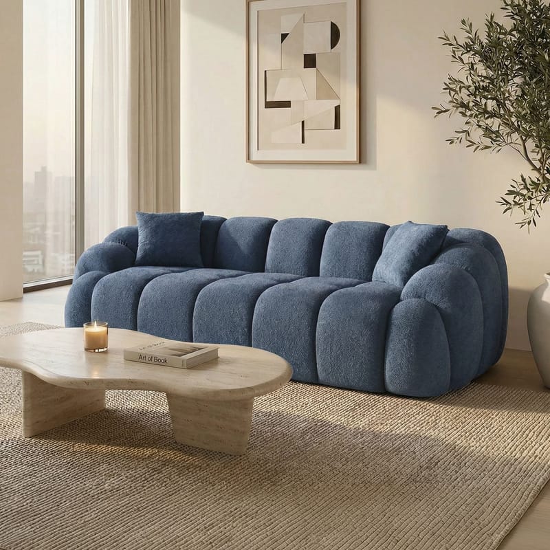 3-seters sofa Atelier Del Sofa Octavio (233 x 70 x 80 cm) Marineblå - Møbler - Sofaer - Sofa 3 seter