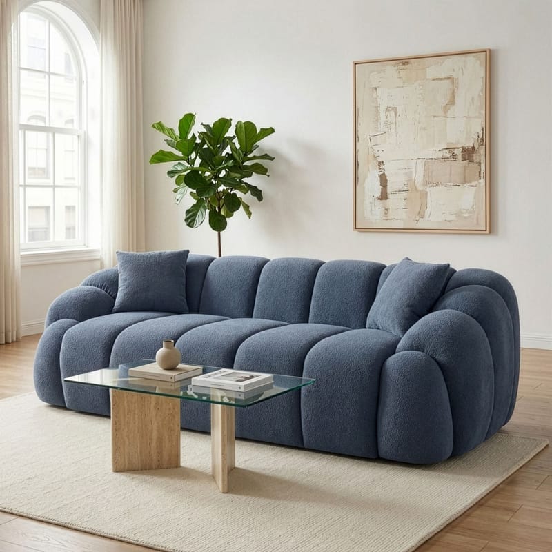 3-seters sofa Atelier Del Sofa Octavio (233 x 70 x 80 cm) Marineblå - Møbler - Sofaer - Sofa 3 seter