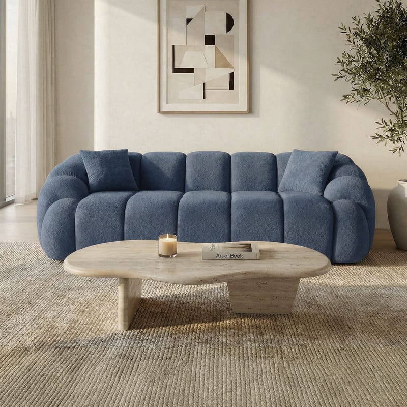 3-seters sofa Atelier Del Sofa Octavio (233 x 70 x 80 cm) Marineblå - Møbler - Sofaer - Sofa 3 seter