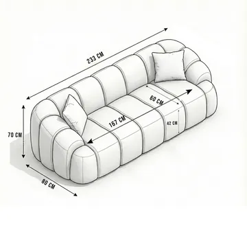 3-seters sofa Atelier Del Sofa Octavio (233 x 70 x 80 cm) Turkis - Møbler - Sofaer - Sofa 3 seter