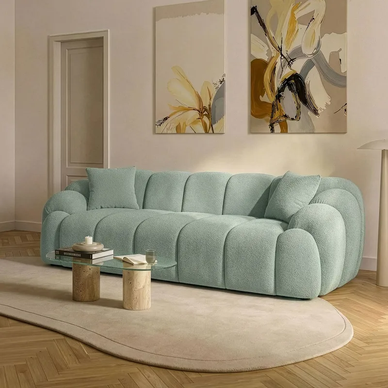 3-seters sofa Atelier Del Sofa Octavio (233 x 70 x 80 cm) Turkis - Møbler - Sofaer - Sofa 3 seter
