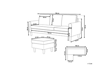 Avesta Sofa 2-4 Sete Med Fotskammel - Grå - Møbler - Sofaer - Sofa 3 seter