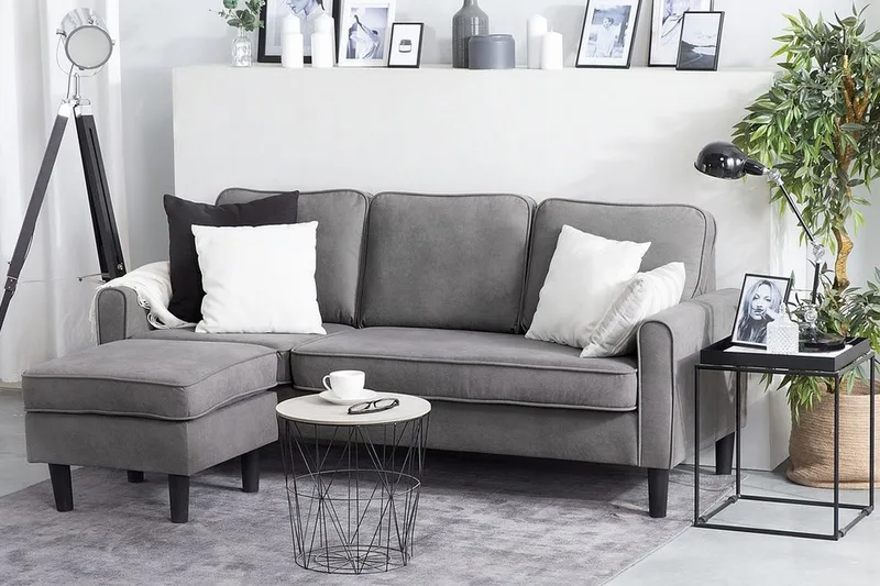Avesta Sofa 2-4 Sete Med Fotskammel - Grå - Møbler - Sofaer - Sofa med sjeselong - 3 seters sofa med divan