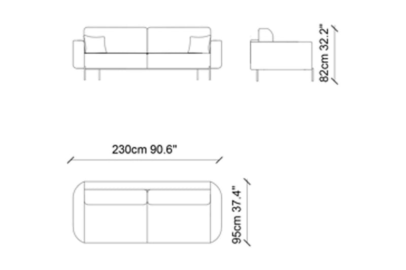 Awaru Sofa 3-seters - Rosa - Møbler - Sofaer - Sofa 3 seter