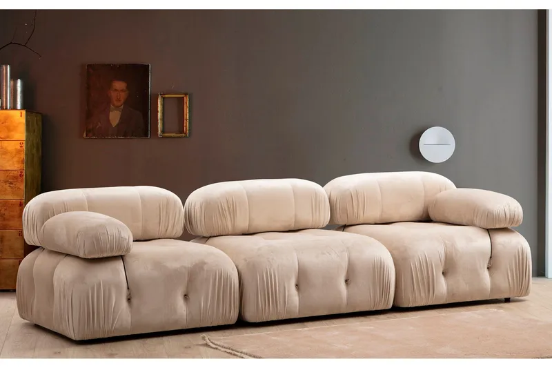 Belgin Boblende Sofa 3-seter, Beige