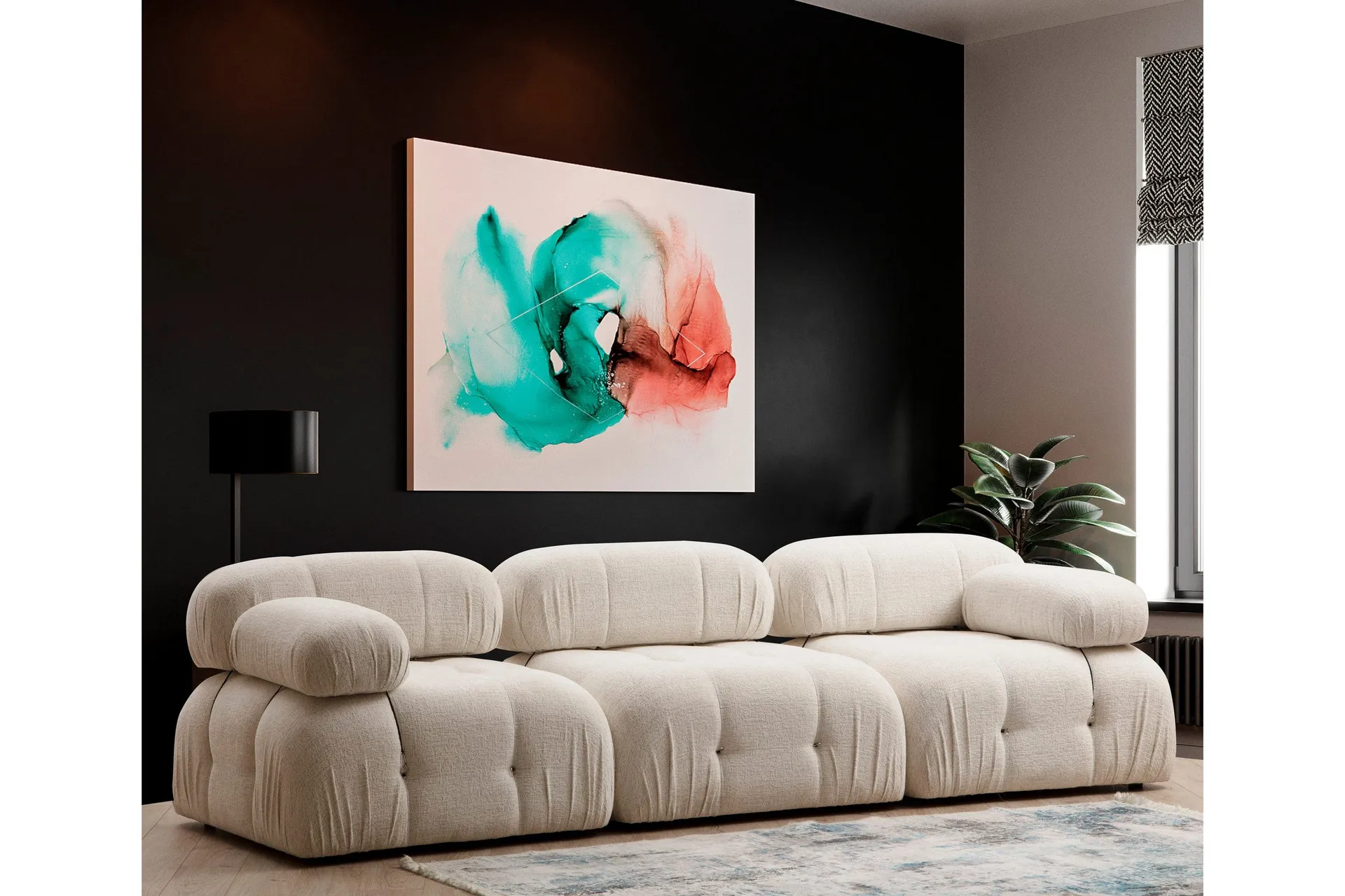 Belgin Boblende Sofa 3-seter - Lysebeige