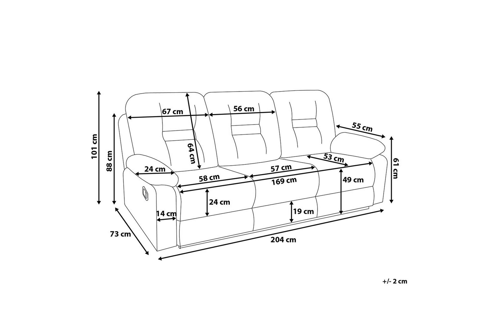 Bergen Sofa 3-seter - Hvit - Møbler - Sofaer - Sofa 3 seter