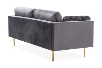 Bloom 3-seter Sofa i Fløyel med Metallben - Grå - Møbler - Sofaer - Sofa 3 seter