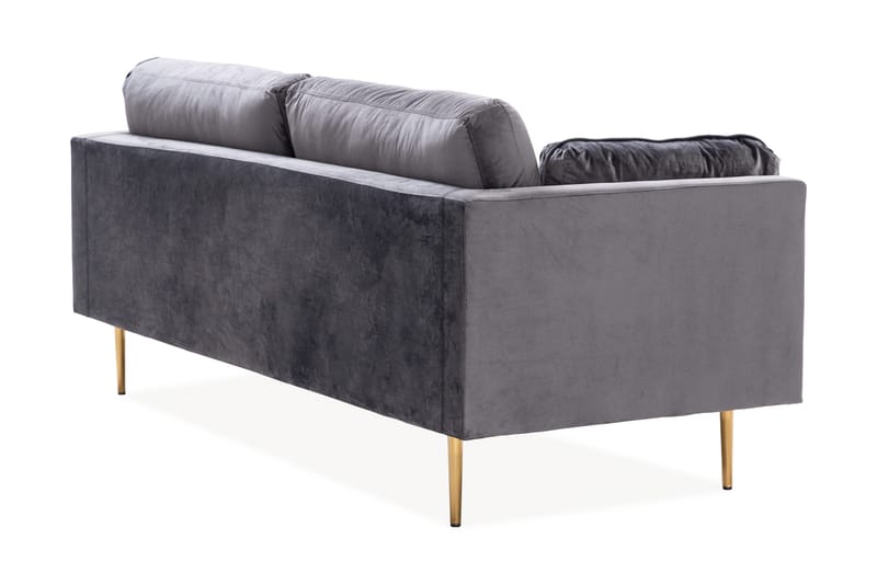 Bloom 3-seter Sofa i Fløyel med Metallben - Grå - Møbler - Sofaer - Sofa 3 seter