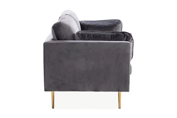 Bloom 3-seter Sofa i Fløyel med Metallben - Grå - Møbler - Sofaer - Sofa 3 seter