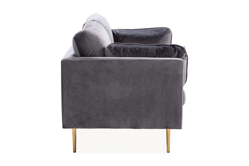 Bloom 3-seter Sofa i Fløyel med Metallben - Grå - Møbler - Sofaer - Sofa 3 seter