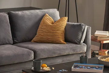 Bloom 3-seter Sofa i Fløyel med Metallben - Grå - Møbler - Sofaer - Sofa 3 seter