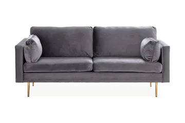 Bloom 3-seter Sofa i Fløyel med Metallben - Grå - Møbler - Sofaer - Sofa 3 seter