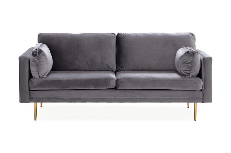 Bloom 3-seter Sofa i Fløyel med Metallben, Grå