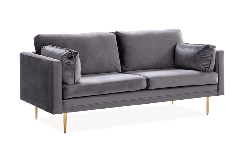 Bloom 3-seter Sofa i Fløyel med Metallben - Grå - Møbler - Sofaer - Sofa 3 seter