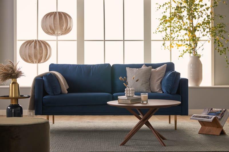 Bloom 3-seters Fløyelssofa - Blå - Møbler - Sofaer - Sofa 3 seter