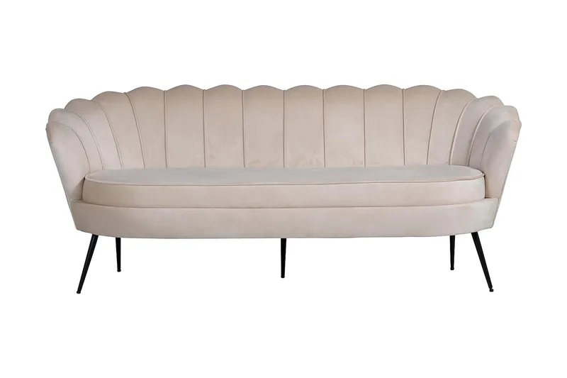Calais 3-seter Snegleformet Fløyelssofa 181 cm, Beige