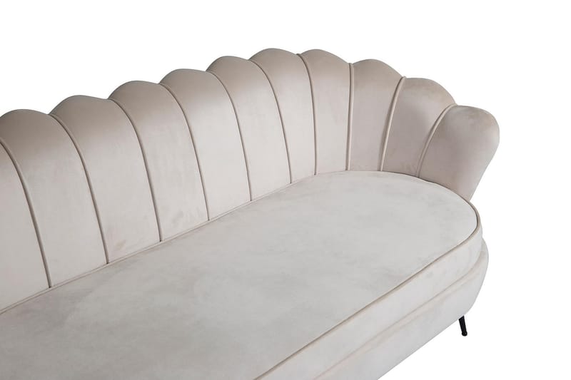 Calais 3-seter Snegleformet Fløyelssofa 181 cm - Beige - Møbler - Sofaer - Sofa 3 seter
