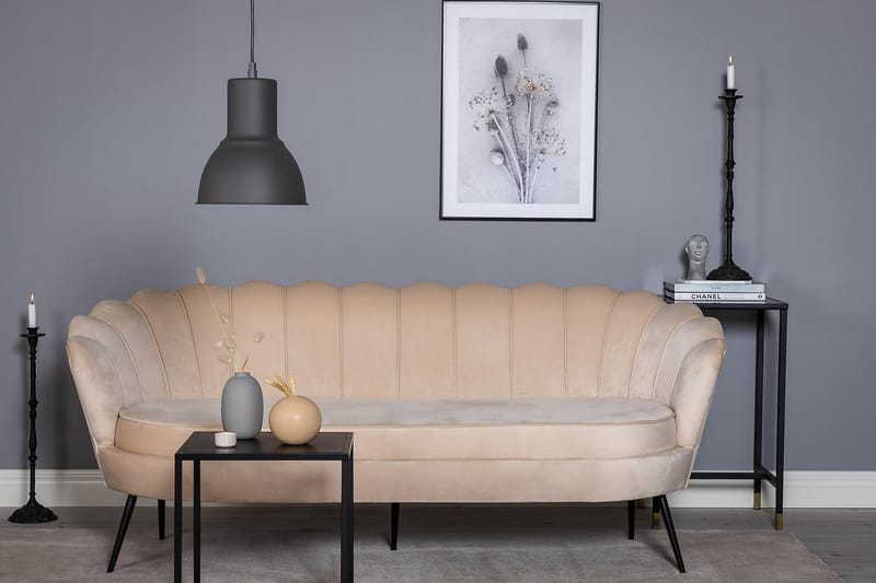 Calais 3-seter Snegleformet Fløyelssofa 181 cm - Beige - Møbler - Sofaer - Sofa 3 seter