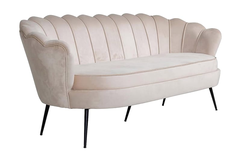 Calais 3-seter Snegleformet Fløyelssofa 181 cm - Beige - Møbler - Sofaer - Sofa 3 seter