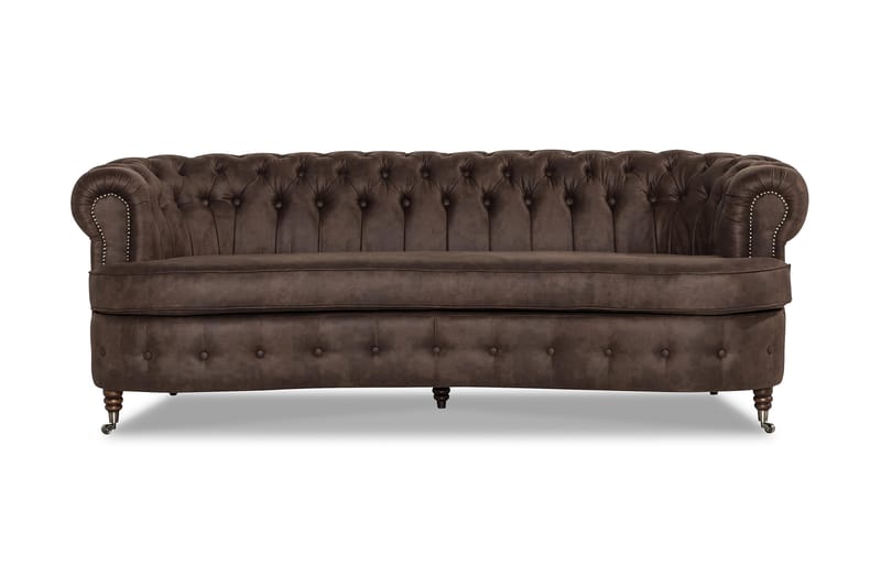 Chesterfield 3-seters Sofa Buet - Mørkebrun - Chesterfield sofaer - Sofa 3 seter